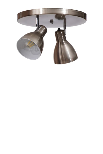 Lumexx OTİS 2 Lİ TEPSİLİ MAT KROM PLAFONYER AVİZE - Resim 2