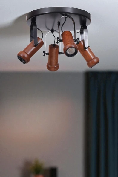 Lumexx PASCAL 4 LÜ TEPSİLİ CEVİZ PLAFONYER AVİZE ürün görseli