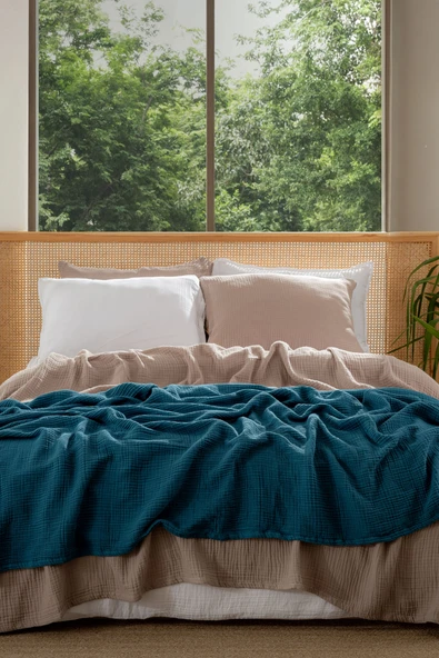 Rayme Textile Müslin Yatak Örtüsü Ultra Yumuşak Yüksek Kaliteli 4 Kat Muslin Pike (Tek Kişilik (240x280 cm) - Resim 2