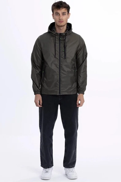 İçi Astarlı Su ve Rüzgar Geçirmez Erkek Cepli Yağmurluk - Resim 3