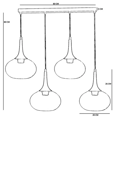 Lumexx ZARA 4 LÜ SIRALI SİYAH FÜME CAMLI SARKIT - Resim 4