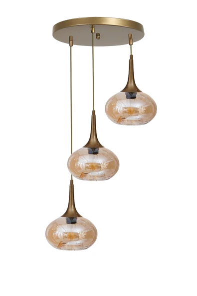 Lumexx ZARA 3 LÜ TEPSİLİ ESKİTME BAL CAMLI SARKIT - Resim 2