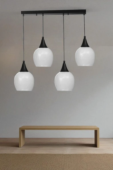 Lumexx ENZO 4 LÜ SIRALI SİYAH BEYAZ CAMLI SARKIT ürün görseli