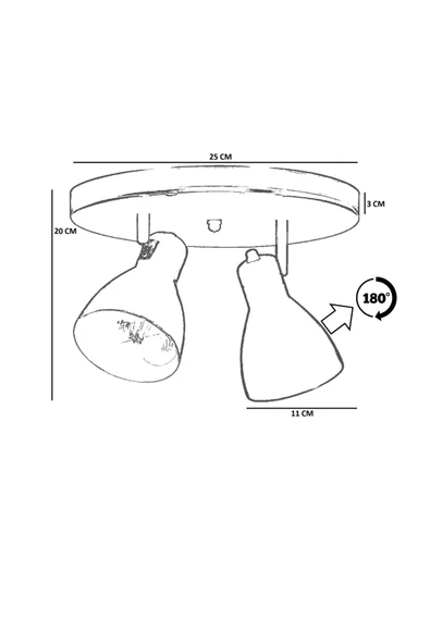 Lumexx OTİS 2 Lİ TEPSİLİ SİYAH PLAFONYER AVİZE - Resim 4