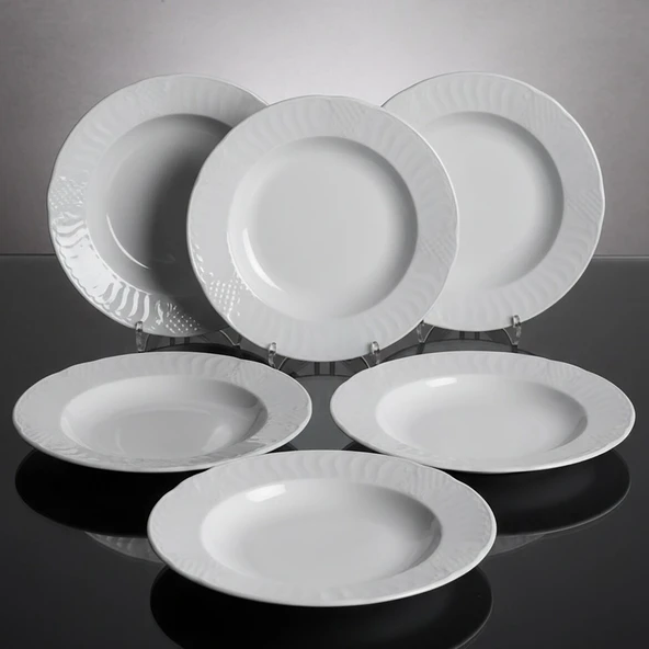 GÜRAL PORSELEN Sembol 6 Parça 22 cm Çukur Yemek Tabağı - Resim 3