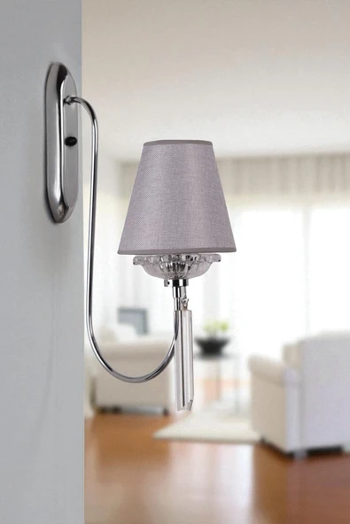 Lumexx KONTES KROM HASIR GRİ ABAJURLU APLİK ürün görseli