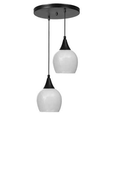 Lumexx ENZO 2 Lİ TEPSİLİ SİYAH BEYAZ CAMLI SARKIT - Resim 2