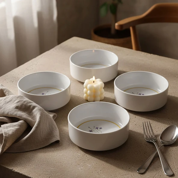 GÜRAL PORSELEN Paris Flower 4 Parça 12 cm Kase 29552 - Resim 5