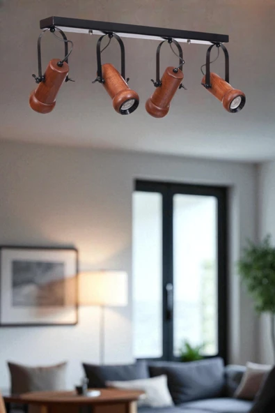 Lumexx PASCAL 4 LÜ SIRALI CEVİZ PLAFONYER AVİZE ürün görseli