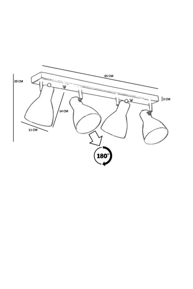 Lumexx OTİS 4 LÜ SIRALI SİYAH PLAFONYER AVİZE - Resim 6