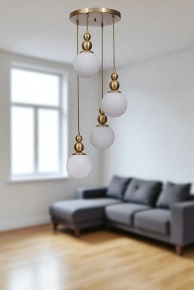 Lumexx YAREN 4 LÜ TEPSİLİ ESKİTME BEYAZ CAMLI SARKIT ürün görseli