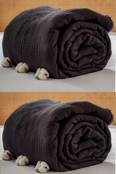 Rayme Textile Müslin Yatak Örtüsü Ultra Yumuşak Yüksek Kaliteli 4 Kat Muslin Pike (Tek Kişilik (240x280 cm) - Resim 4