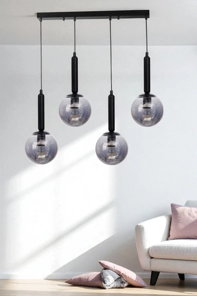 Lumexx SEZGİ 4 LÜ SIRALI SİYAH FÜME CAMLI SARKIT ürün görseli