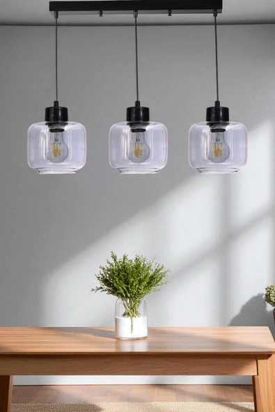 Lumexx PARLA 3 LÜ SIRALI SİYAH FÜME CAMLI SARKIT ürün görseli