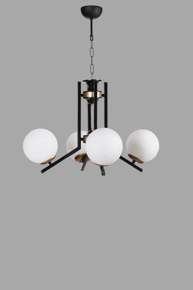 Lumexx YENİ RUBY 4 LÜ SİYAH BEYAZ CAMLI AVİZE - Resim 3