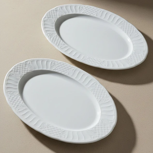 GÜRAL PORSELEN Sembol 2 Parça 35 cm Kayık Tabak - Resim 4