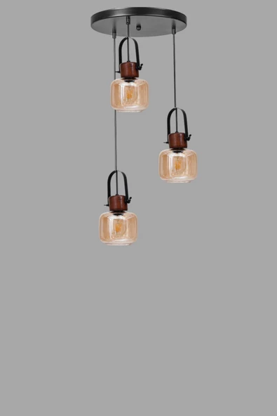 Lumexx MASAL 3 LÜ TEPSİLİ SİYAH BAL CAMLI SARKIT - Resim 3