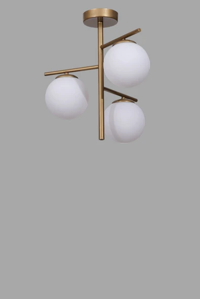 Lumexx TERRA 3 LÜ ESKİTME BEYAZ CAMLI PLAFONYER AVİZE - Resim 3