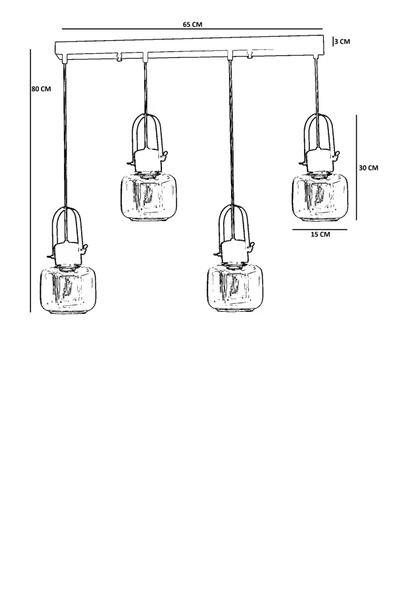 Lumexx MASAL 4 LÜ SIRALI SİYAH BAL CAMLI SARKIT - Resim 4