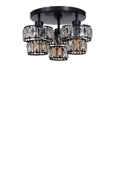 Lumexx LEO 3 LÜ TEPSİLİ SİYAH PLAFONYER AVİZE - Resim 2