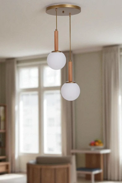 Lumexx IŞIL 2 Lİ TEPSİLİ NATUREL BEYAZ CAMLI SARKIT ürün görseli