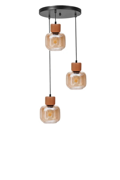 Lumexx LİDYA 3 LÜ TEPSİLİ SİYAH BAL CAMLI SARKIT - Resim 2