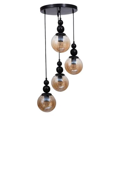 Lumexx YAREN 4 LÜ TEPSİLİ SİYAH BAL CAMLI SARKIT - Resim 2