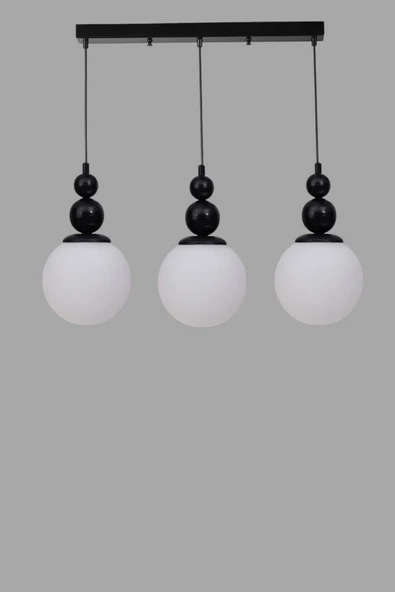 Lumexx YAREN 3 LÜ SIRALI SİYAH BEYAZ CAMLI SARKIT - Resim 3