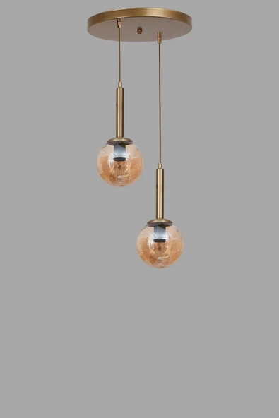 Lumexx SEZGİ 2 Lİ TEPSİLİ ESKİTME BAL CAMLI SARKIT - Resim 3