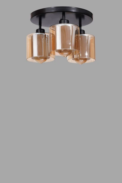 Lumexx YENİ SAHRA 3 LÜ TEPSİLİ SİYAH PLAFONYER AVİZE - Resim 3