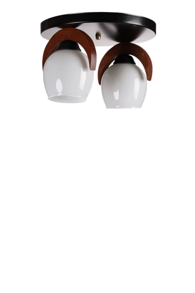 Lumexx HELENA 2 Lİ TEPSİLİ BEYAZ CAMLI PLAFONYER AVİZE - Resim 2