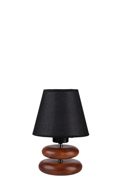 Lumexx MARS CEVİZ HASIR SİYAH ABAJURLU MASA LAMBASI - Resim 3