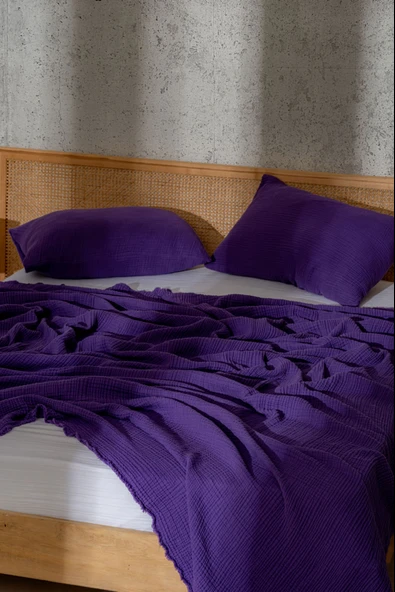 Rayme Textile Müslin Yatak Örtüsü Ultra Yumuşak Yüksek Kaliteli 4 Kat Muslin Pike (Tek Kişilik (240x280 cm) - Resim 5