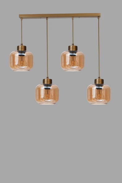 Lumexx PARLA 4 LÜ SIRALI ESKİTME BAL CAMLI SARKIT - Resim 3