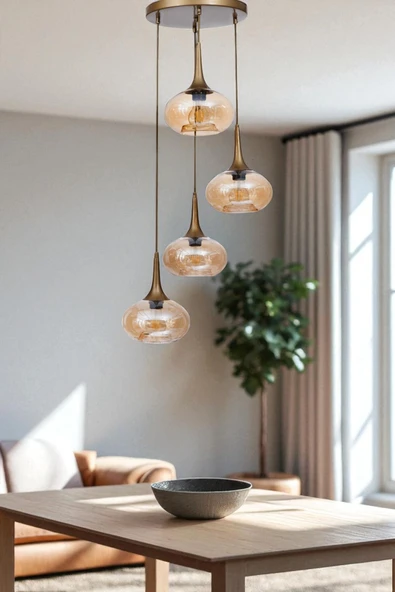 Lumexx ZARA 4 LÜ TEPSİLİ ESKİTME BAL CAMLI SARKIT ürün görseli