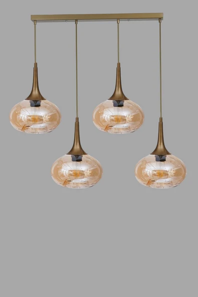 Lumexx ZARA 4 LÜ SIRALI ESKİTME BAL CAMLI SARKIT - Resim 3