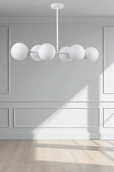 Lumexx YENİ FAVORİ 6 LI BEYAZ CAMLI AVİZE ürün görseli