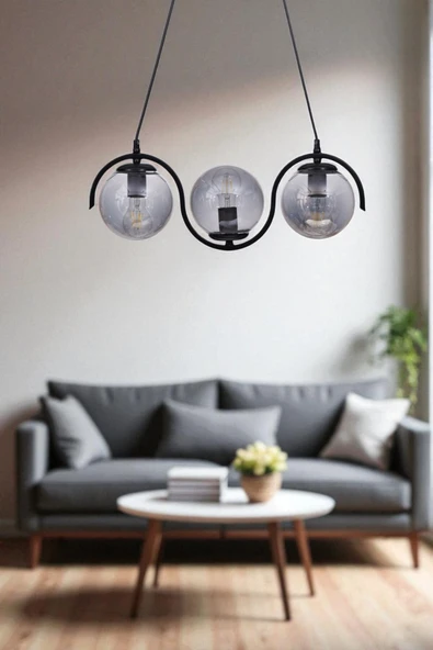 Lumexx ZOE 3 LÜ SİYAH FÜME CAMLI SARKIT ürün görseli