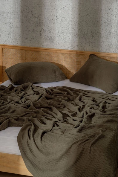 Rayme Textile Müslin Yatak Örtüsü Ultra Yumuşak Yüksek Kaliteli 4 Kat Muslin Pike (Tek Kişilik (240x280 cm) - Resim 5