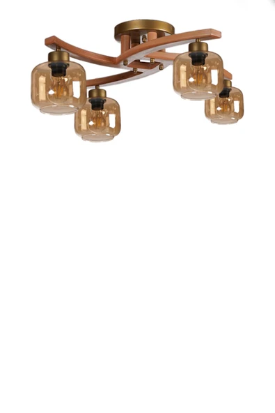Lumexx WESTON 4 LÜ NATUREL BAL CAMLI PLOFONYER AVİZE - Resim 2