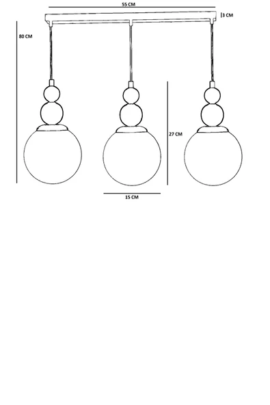 Lumexx YAREN 3 LÜ SIRALI SİYAH BAL CAMLI SARKIT - Resim 4