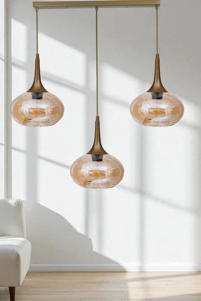 Lumexx ZARA 3 LÜ SIRALI ESKİTME BAL CAMLI SARKIT ürün görseli