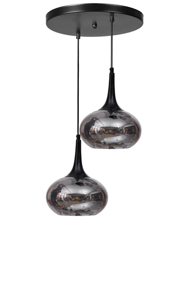 Lumexx ZARA 2 Lİ TEPSİLİ SİYAH FÜME CAMLI SARKIT - Resim 2