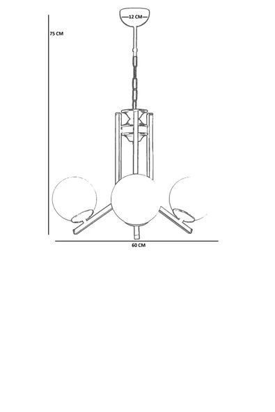 Lumexx YENİ RUBY 3 LÜ SİYAH BEYAZ CAMLI AVİZE - Resim 4