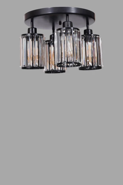 Lumexx HUGO 4 LÜ TEPSİLİ SİYAH PLAFONYER AVİZE - Resim 3