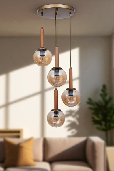 Lumexx IŞIL 4 LÜ TEPSİLİ NATUREL BAL CAMLI SARKIT ürün görseli