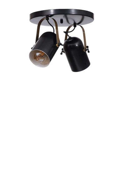 Lumexx LONDON 2 Lİ TEPSİLİ SİYAH PLAFONYER AVİZE - Resim 2