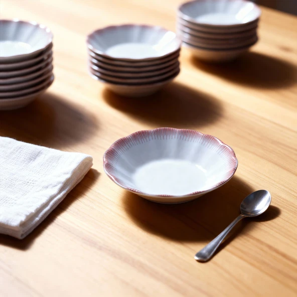 GÜRAL PORSELEN Acem 12 Parça 10 cm Çay Tabağı 30526 - Resim 5