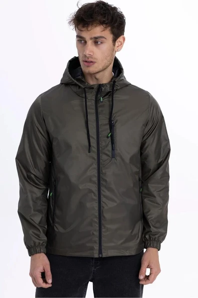 İçi Astarlı Su ve Rüzgar Geçirmez Erkek Cepli Yağmurluk ürün görseli 1