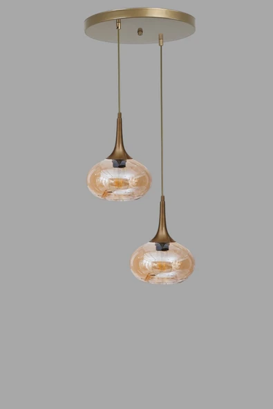 Lumexx ZARA 2 Lİ TEPSİLİ ESKİTME BAL CAMLI SARKIT - Resim 3